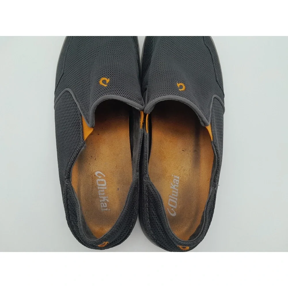 Olukai Nohea Mesh Loafers Dark Shadow Mens Size US 11.5 EUR 44.5 Gray Orange - Picture 5 of 9